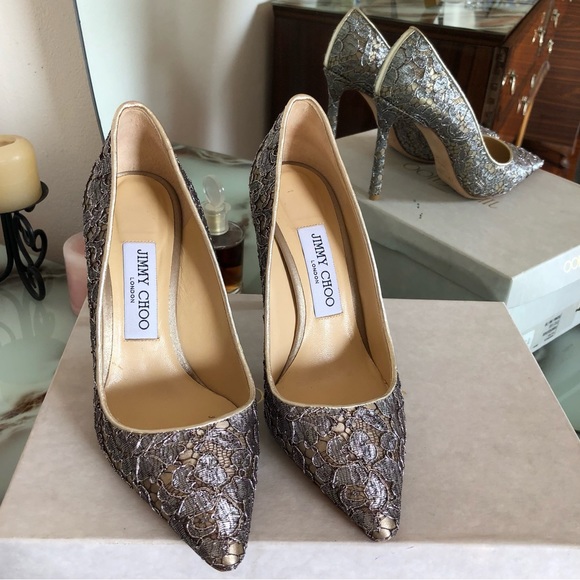 Jimmy Choo Romy 100 Satin Lace Court Shoes Stiletto Heels Women's Size 36 - Picture 3 of 14